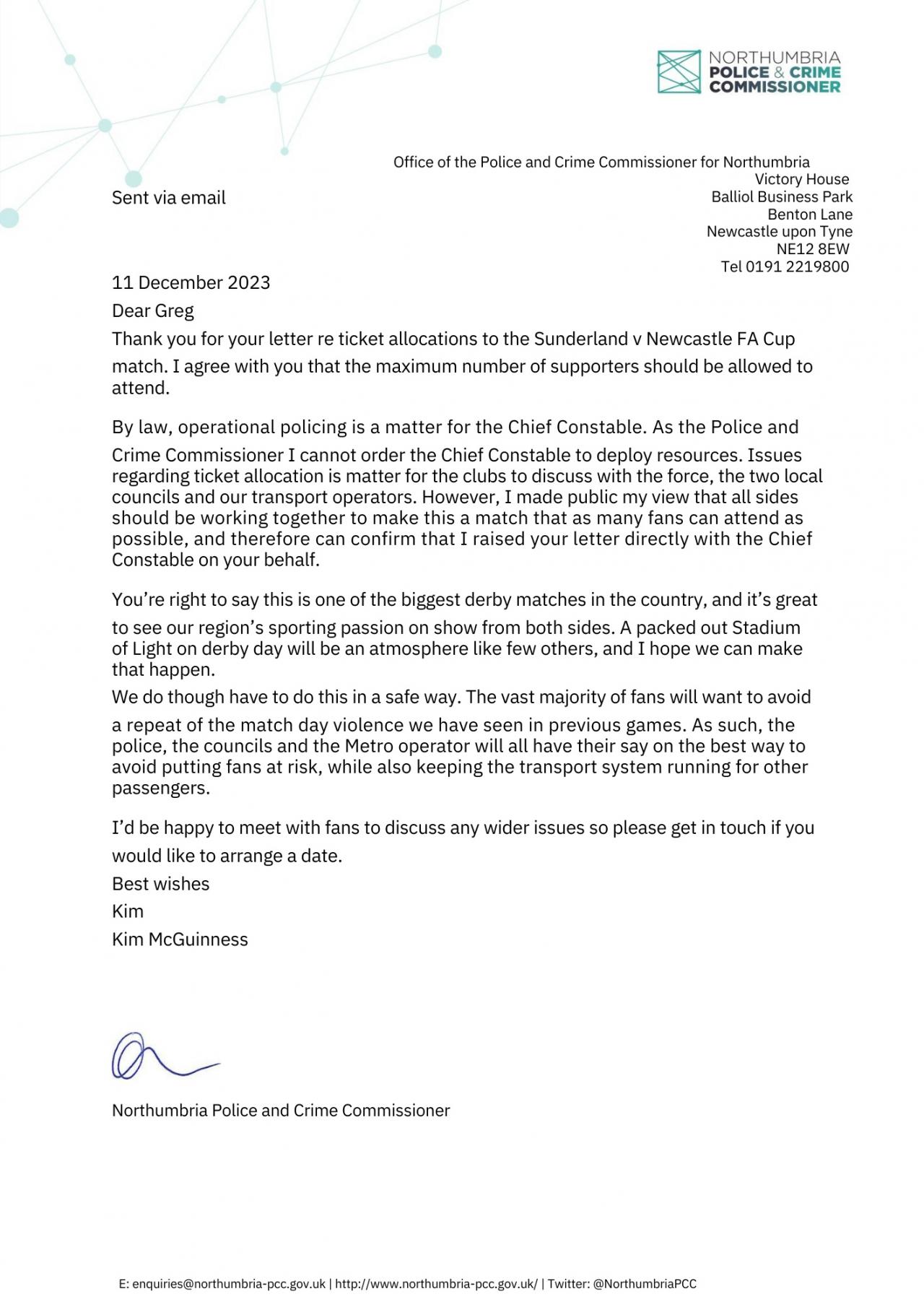 kim mcguinness response letter